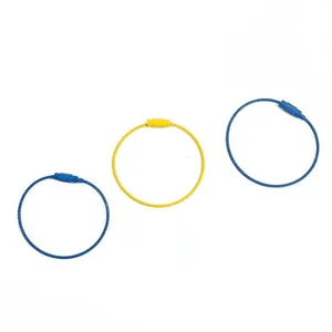 Set of three candy-colored spray paint steel wire key rings for DIY jewelry craft accessories.