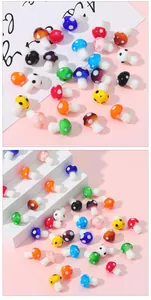 Assorted colorful mini mushroom lampwork glass beads for DIY jewelry making and crafts