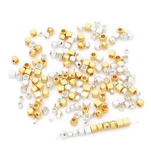 High quality assorted 14K gold filled and silver square beads for DIY jewelry making projects