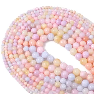 Perles rondes en pierre synthétique pastel pour bijoux DIY, tailles variées