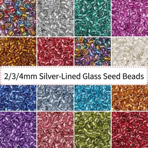 Silver-Lined Glass Seed Beads Round Loose Spacer Beads For DIY Handmade Jewelry Making Bracelet Necklace Earring Craft Accessories