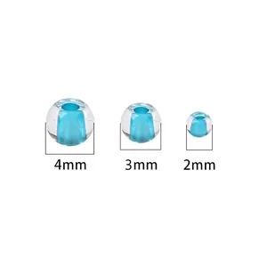 Size comparison of 2mm 3mm and 4mm blue silver-lined glass seed beads for DIY jewelry