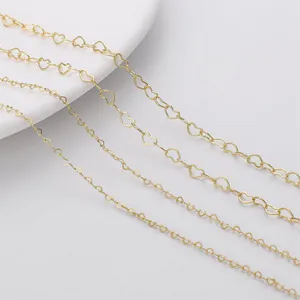 14K Gold Filled Heart Shaped Link Chain Copper DIY Jewelry Making Material For Necklace Bracelet Extension Accessories Women Supplies