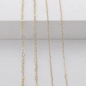Assorted 14K gold filled heart shaped link chains for DIY necklace and bracelet crafting