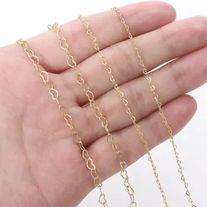 14K gold-filled heart link copper chains for DIY jewelry making and necklace extensions