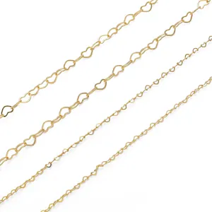 14K gold-filled heart shaped copper chain for DIY jewelry making necklace and bracelet