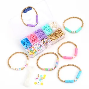 DIY Schmuckset mit bunten Polymer-Ton-Perlen und Buchstabenperlen für Armbänder