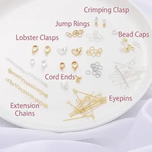 14K 18K Gold Filled Lobster Clasp Jump Rings Eye Pins Extender Chain For DIY Jewelry Making Findings Alloy Silver Plated Material Accessories