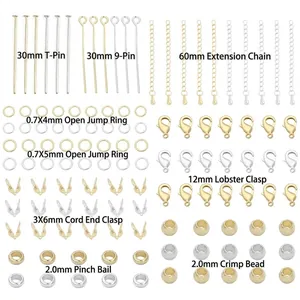 Comprehensive jewelry findings kit with gold and silver plated DIY components.
