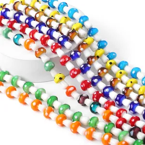 Handmade colorful mushroom-shaped lampwork glass beads for DIY jewelry making projects