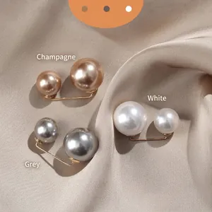 Elegant pearl brooch pins in three colors for clothing waist adjustment.