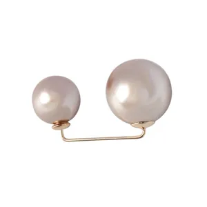 Elegant double pearl waist cincher pin brooch with golden metal finish for clothing