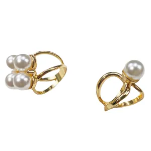 Elegant gold-plated silk scarf buckles with premium white pearls for women accessories