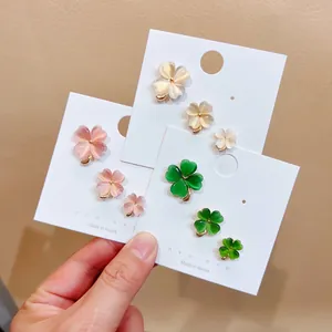 Mini Vierblättriges Kleeblatt Anti-Expositions Brosche Legierung Katzenaugenstein Pin Für Damen V-Ausschnitt Kleidung Unsichtbarer Knopf Mode Schmuck
