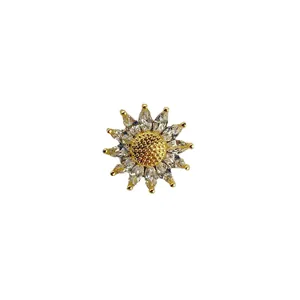 Eleganter Sonnenblumen-Broschenstift mit funkelnden Steinen zur Kleidungsdekoration