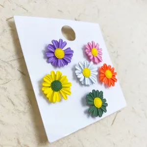 6 pieces colorful daisy flower brooch pin set for women shirt collar decor