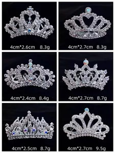 Details of six rhinestone crown hair combs with dimensions and weight specs