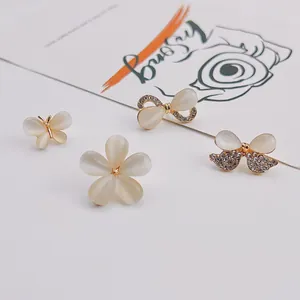 Elegant Alloy Opal Bow Flower Butterfly Brooch For Women Rhinestone Anti-Exposure Pin Fashion Jewelry Dress Decor Accessory