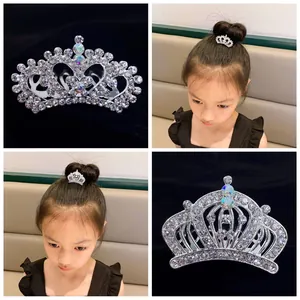 Elegant children's sparkling rhinestone crown hair comb for girls' birthday party hair accessory