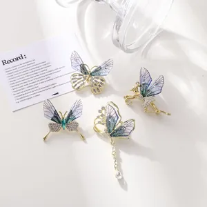 Broche de Mariposa Translúcido Diseño de Nicho Lujo Ligero Aleación Strass Insecto Borla Broche Joyería para Mujer