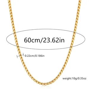 Detailed view of 60cm gold stainless steel keel chain with precise size measurements