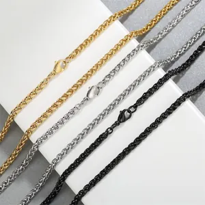 Men's Stainless Steel Keel Chain Necklace Dragon Bone Link Chain Gold Silver Black Fashion Jewelry Accessories