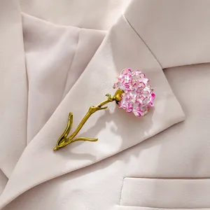 Purple Enamel Carnation Flower Brooch Women High-End Alloy Floral Pin For Coat Jacket Elegant Anniversary Jewelry Gift