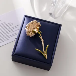 Back view detail of the carnation enamel brooch showing the sturdy gold-plated pin