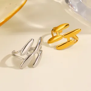 Schicker mehrlagiger ovaler Edelstahlring für Damen in Gold und Silber, verstellbar