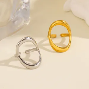 Minimalistische große ovale Edelstahl-Ringe mit Gold- und Silber-Finish für Damen