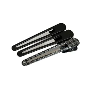 Elegant set of black and checkered duckbill hair clips for makeup styling and fringe hair