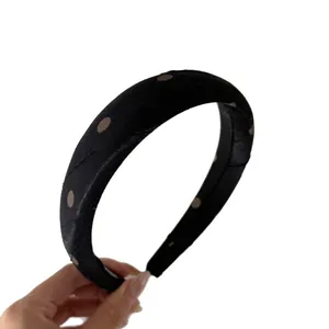 Vintage französisches gepolstertes Stirnband mit Polka Dots in Schwarz für Damen Haar