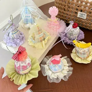 Korean Style Mini Birthday Hat Hair Clips For Women Girls Handmade Plaid Bowknot Lace Hairpins Party Photography Props Hair Accessories