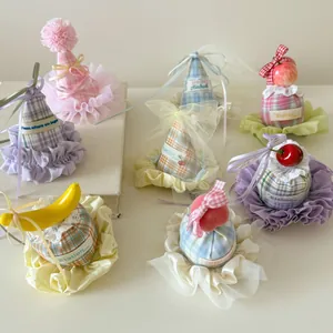 Detailed view of assorted colorful plaid party birthday hat hair clips for girls