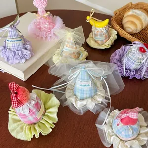 Assorted Korean style mini birthday hat hairpins with lace and bows for girls party decoration