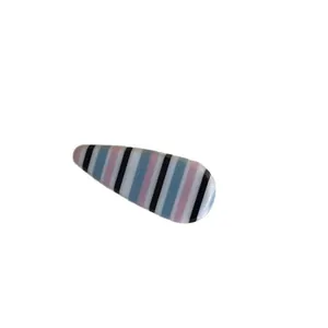 Élégante barrette coréenne à rayures roses et bleues pour frange latérale, fini acrylique