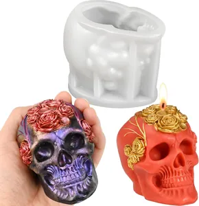 Rose skull silicone mold for DIY aromatherapy candles, soap making, and resin crafts