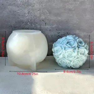 Detaillierte Maße der Rosenkugel-Silikonform für die Herstellung von Duftkerzen und Harz