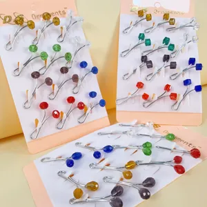 Women U-Shaped Scarf Buckle Brooch Pin Set Metal Rhinestone Artificial Pearl Headscarf Clip For Women Jewelry Accessory