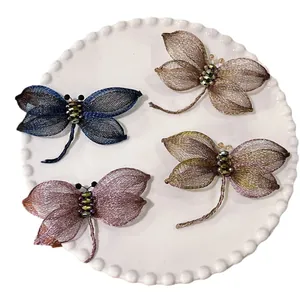 Elegante set van vier geweven koperdraad libelle broches voor blazers en jassen