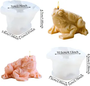 Detailed dimensions of small and large toad-shaped silicone molds for candle making