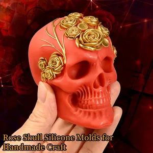 Rose skull silicone mold for making handmade wax candles and soap
