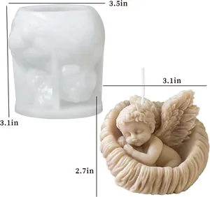 Stampo in silicone angelo bambino dormiente 3,5x3,1 pollici per la creazione candele