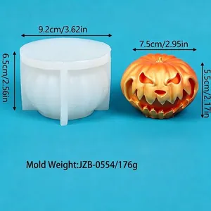 Vista dettagliata delle dimensioni dello stampo in silicone a zucca di Halloween e prodotto