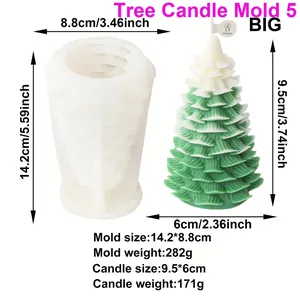 Detaillierte Maß- und Gewichtsangaben für die Silikonform für Weihnachtsbaumkerzen