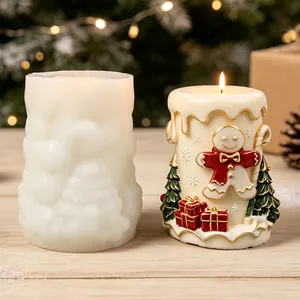 Christmas Gingerbread Man Cylinder Silicone Mold For DIY Scented Candle Plaster Craft Handmade Soap Desktop Ornament