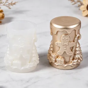 Christmas gingerbread man cylinder silicone mold for DIY candles and plaster crafts