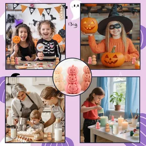 Detail view of 3-layer pumpkin silicone mold for Halloween DIY candles
