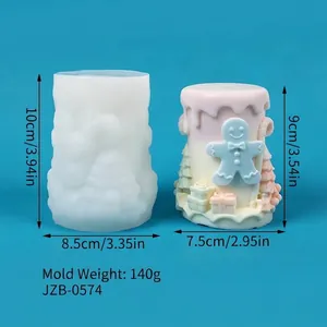 Christmas gingerbread man cylinder candle silicone mold for aromatherapy plaster crafts