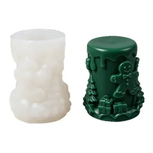 Christmas gingerbread man cylinder candle silicone mold for DIY aroma gypsum crafts